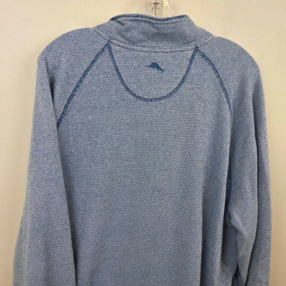 Tommy Bahama Cedar Springs Mens XL Blue Quarter Snap Pullover Sweater Mock Neck